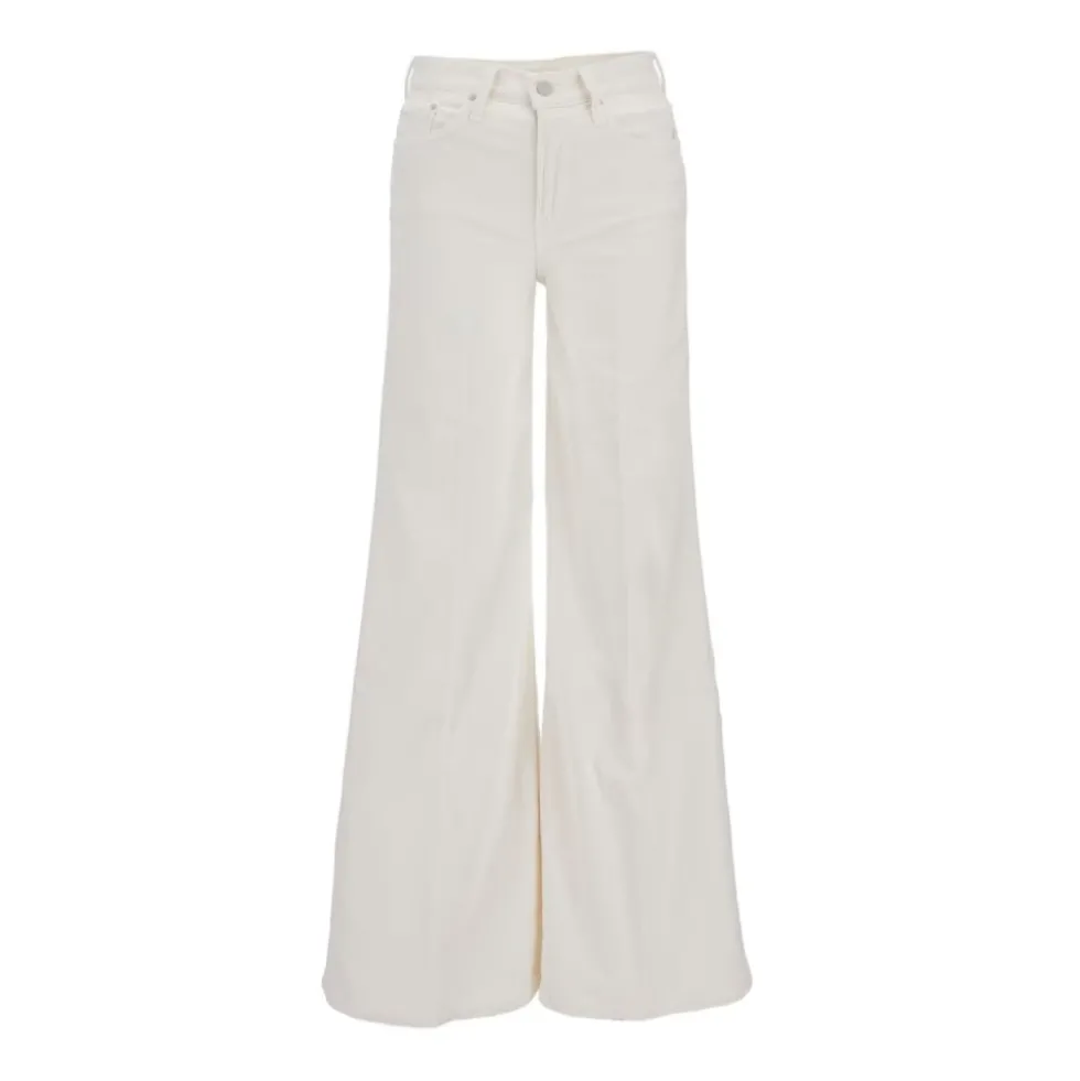 Hvid Corduroy Jeans med Fem Lommer
