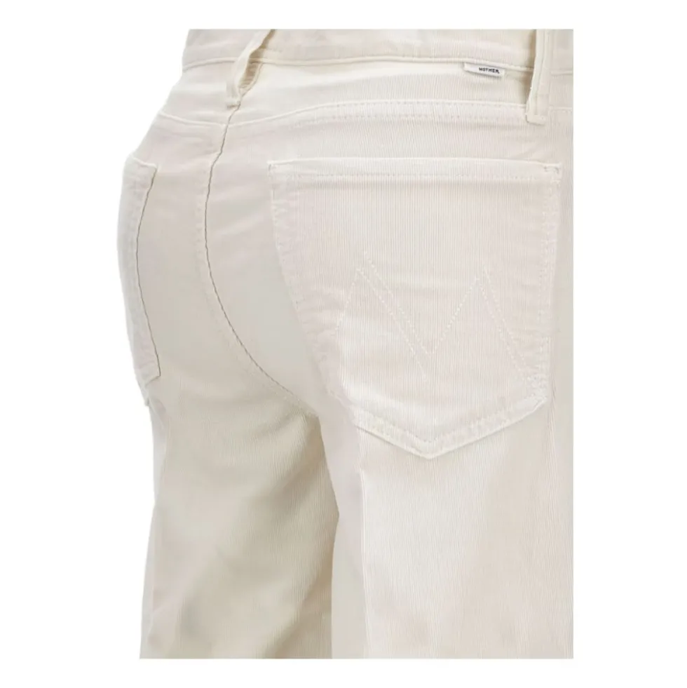 Hvid Corduroy Jeans med Fem Lommer