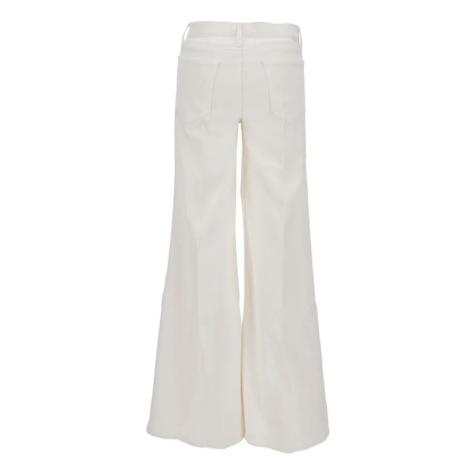 Hvid Corduroy Jeans med Fem Lommer