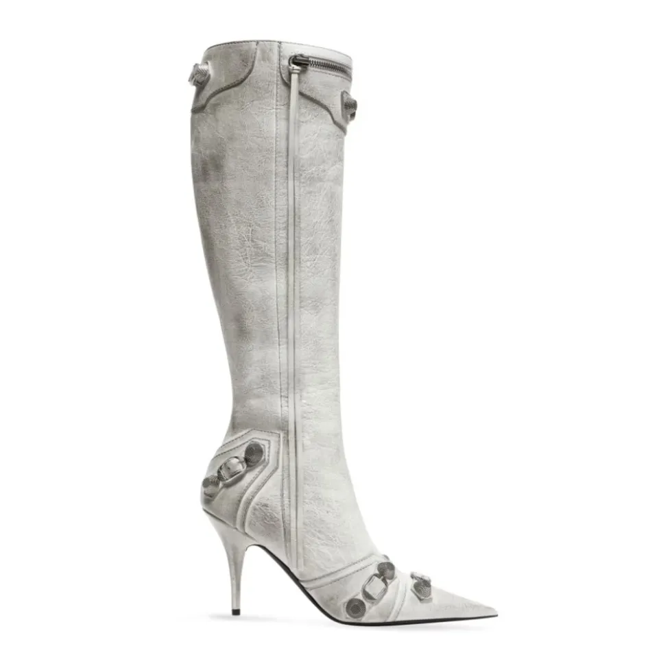 Hvide Cagole Point-Toe Stiletto Støvler