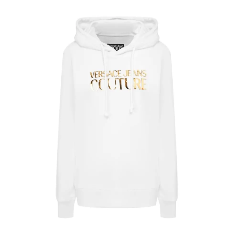 Hvid hættetrøje med 3D-logo