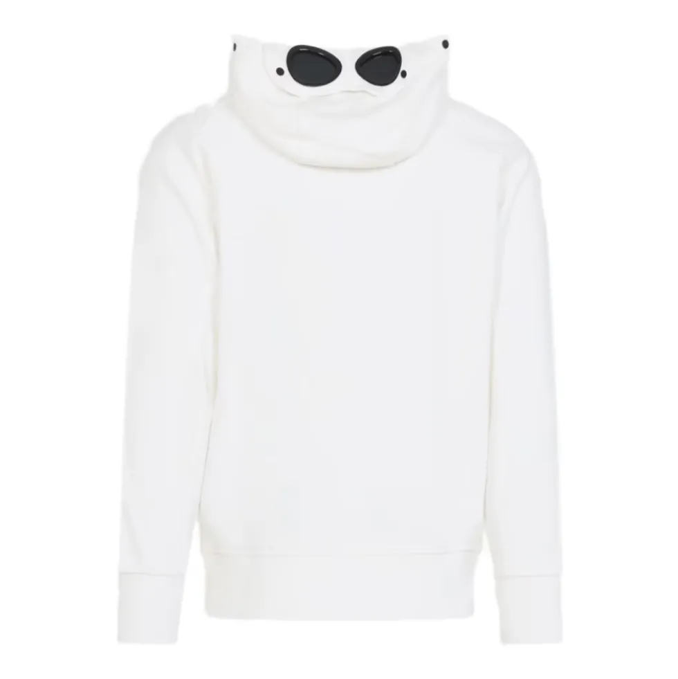 Hvid Hættetrøje med Lynlås