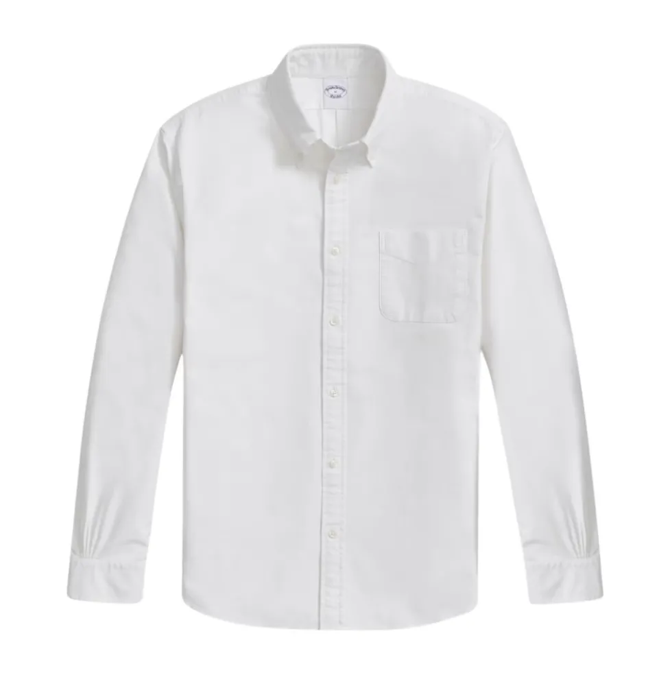 Hvid Oxford-skjorte med Polo-krave i Regular Fit