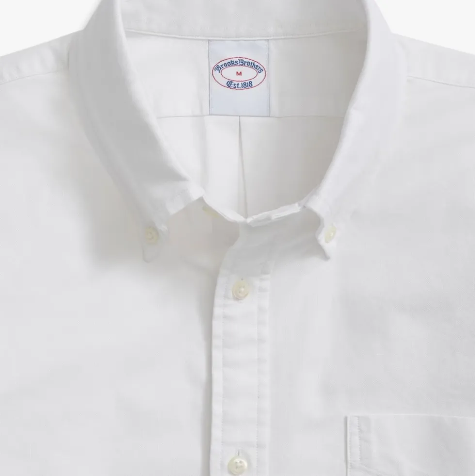 Hvid Oxford-skjorte med Polo-krave i Regular Fit