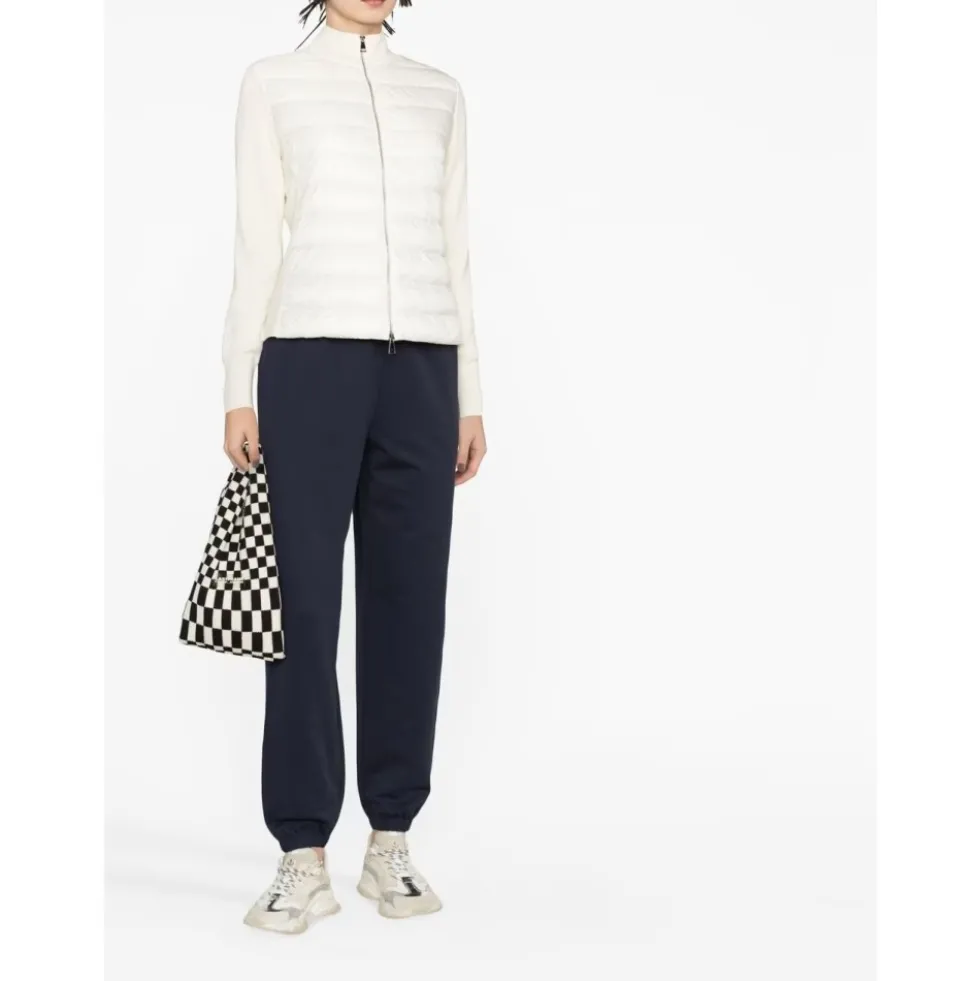 Hvid Polstret Sweater med Logo Patch