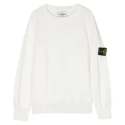 Hvid sweater med logoærme fra Stone Island Junior