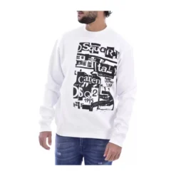 Hvid Sweatshirt med Trykt Logo