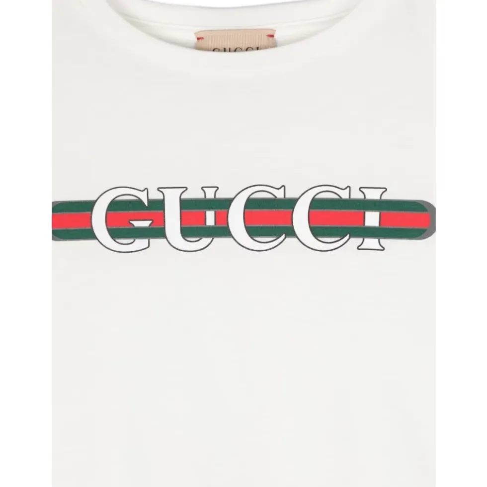 Hvid T-shirt Med Logo Print Og Web I Jersey