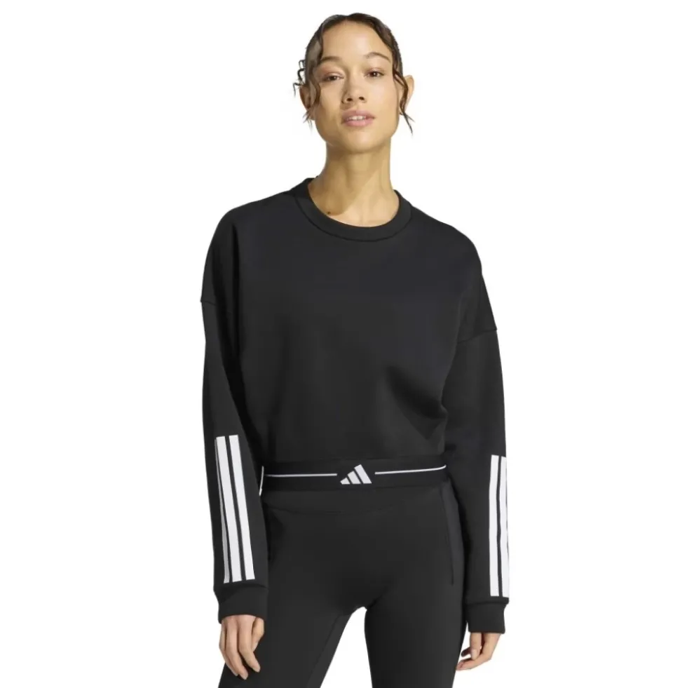 Hyperglam 3-Stripes Cropped Crewneck Sweatshirt