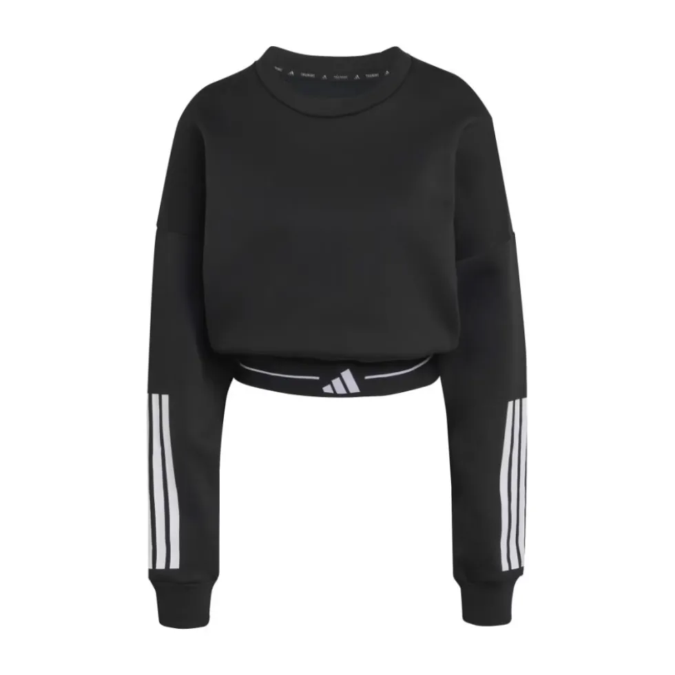 Hyperglam 3-Stripes Cropped Crewneck Sweatshirt