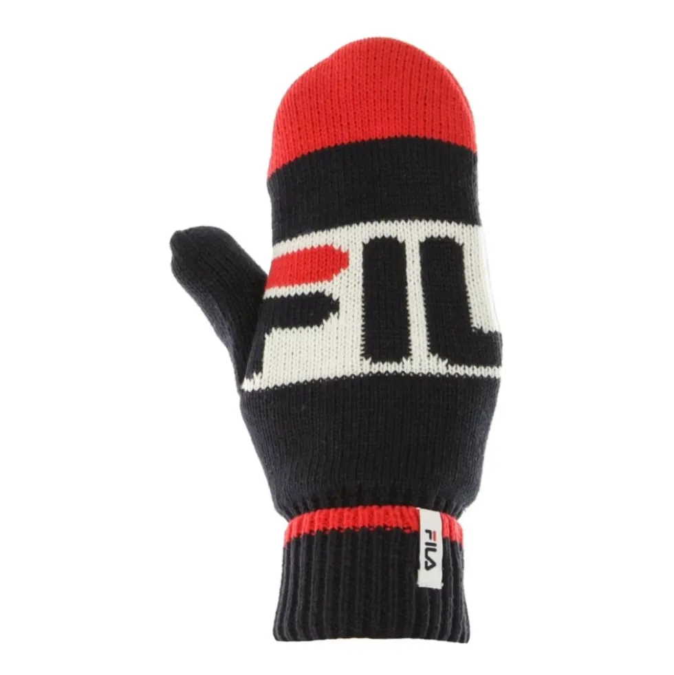Intarsia Strikkede Herrehandsker Sort/Rød/Hvid
