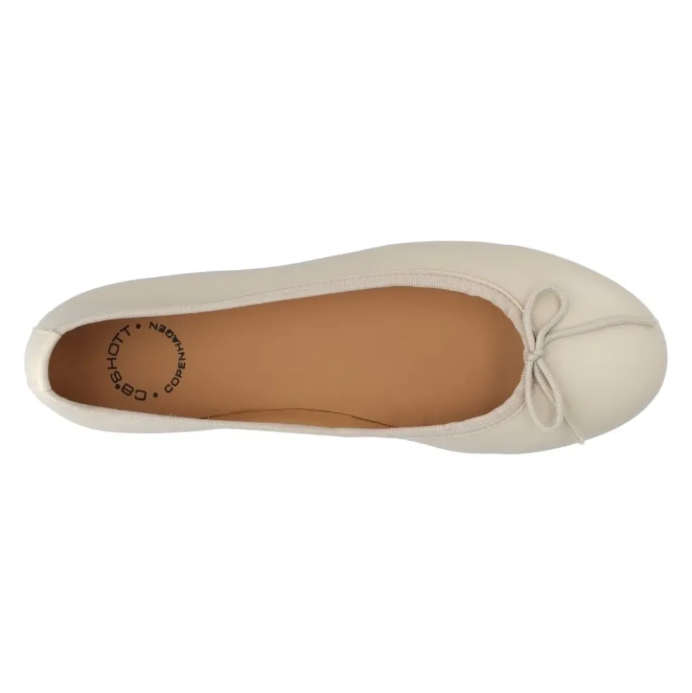 Ivory Læder Ballerina Sko