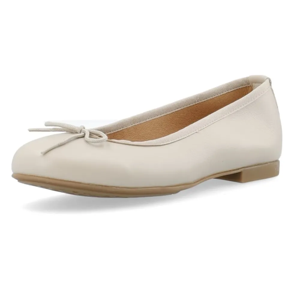 Ivory Læder Ballerina Sko