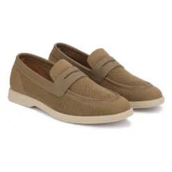 Kazar Herre slip-on sko med perforeret stof og læderdetaljer