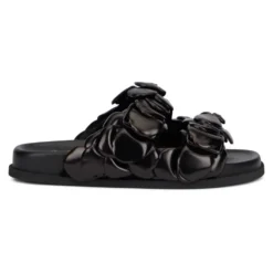 Kidskin Læder Slides med Rund Tålinje