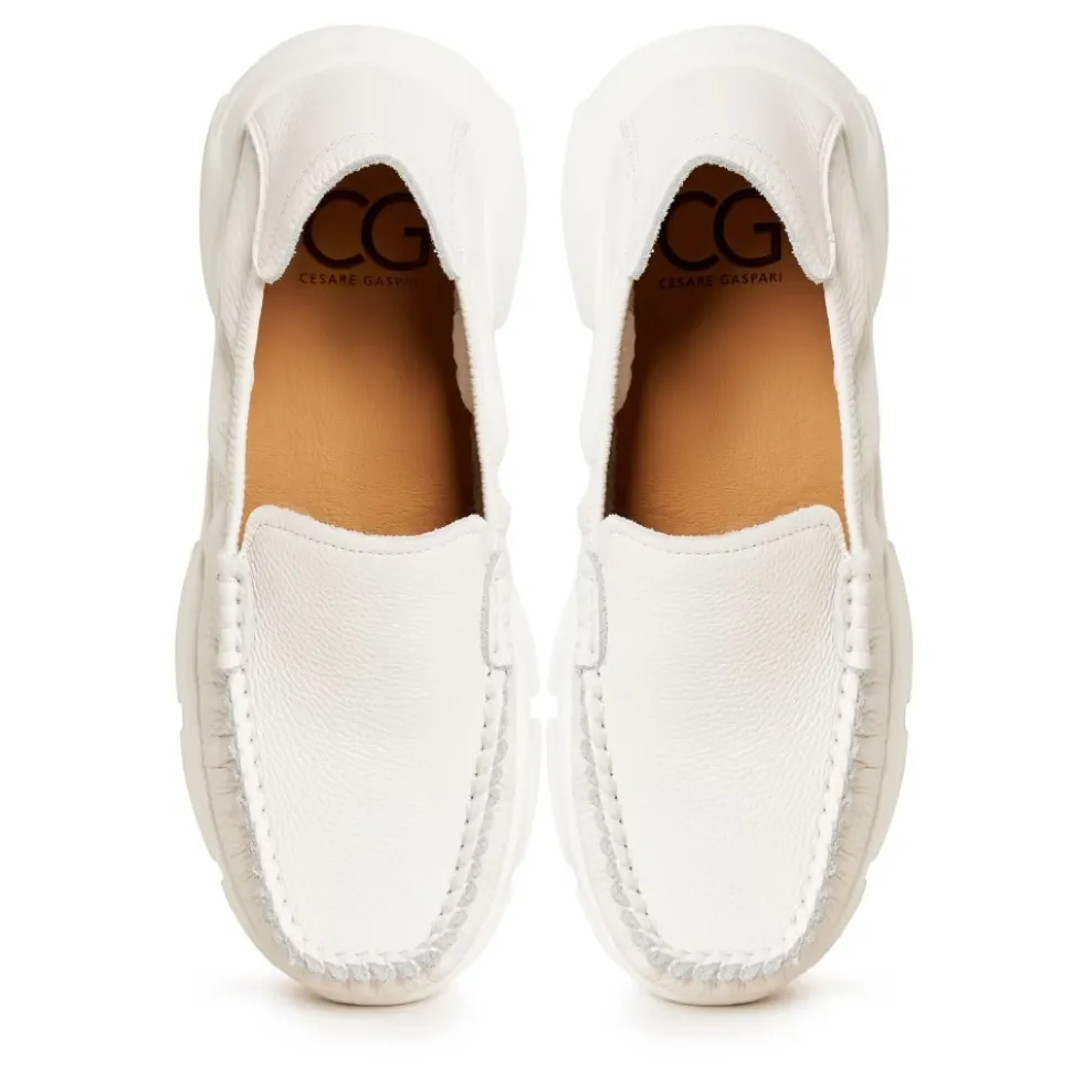 Læder Platform Moccasiner Alisa - Hvid
