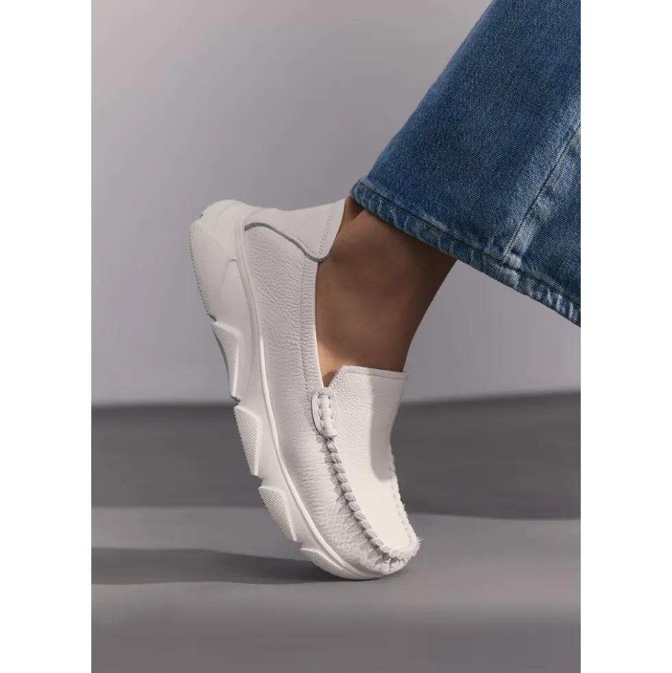 Læder Platform Moccasiner Alisa - Hvid