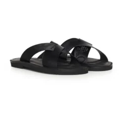 Læder Sandaler med Krydsrem og Logobånd