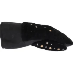Leather Shearling Studded Gloves