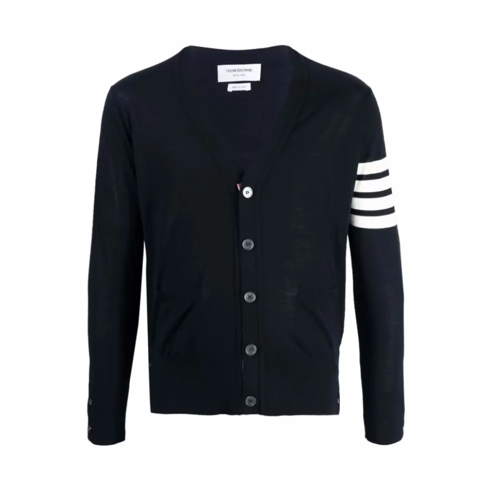Merinould 4-Bar Klassisk V-hals Cardigan