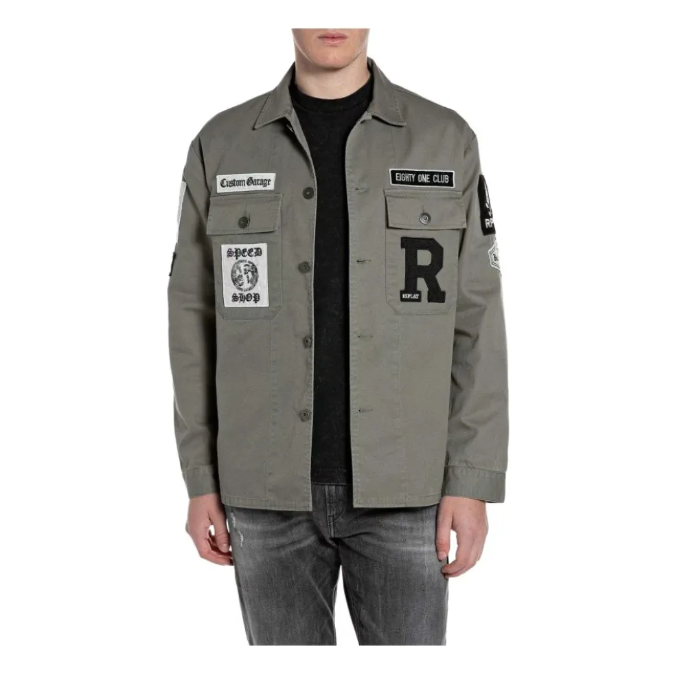 Overshirt med patch og logo