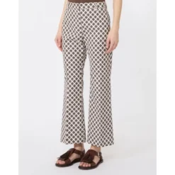 Pantalon i vævet bomuldsstretch med print