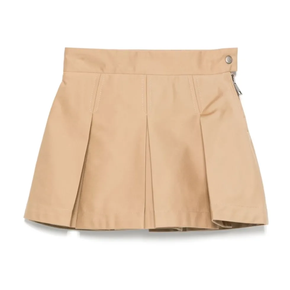 Plisseret Cotton Gabardine Nederdel