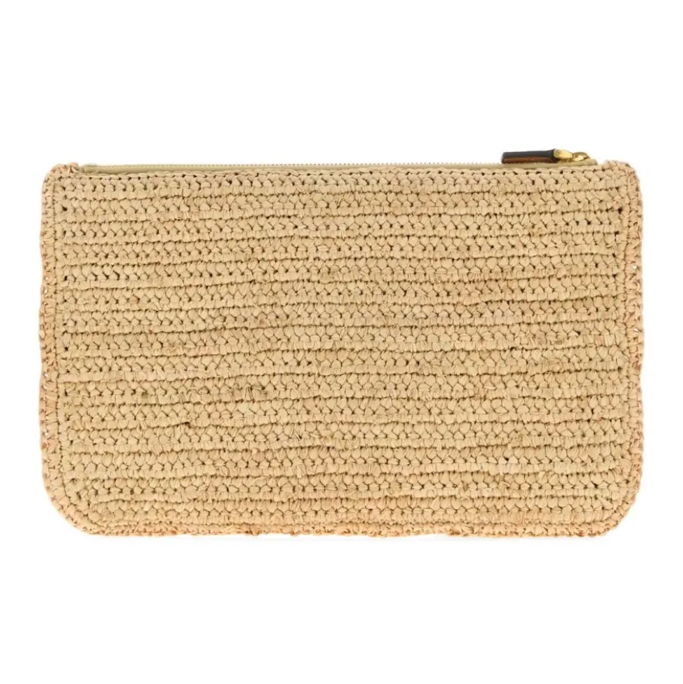Raffia VLogo Signature Clutch