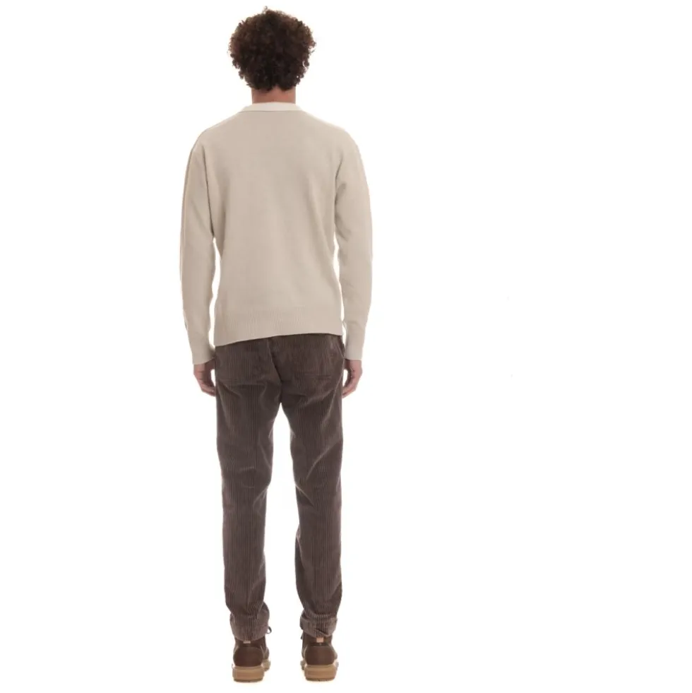 Ribbed Sweater Ivory Front Stitching