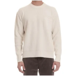 Ribbed Sweater Ivory Front Stitching