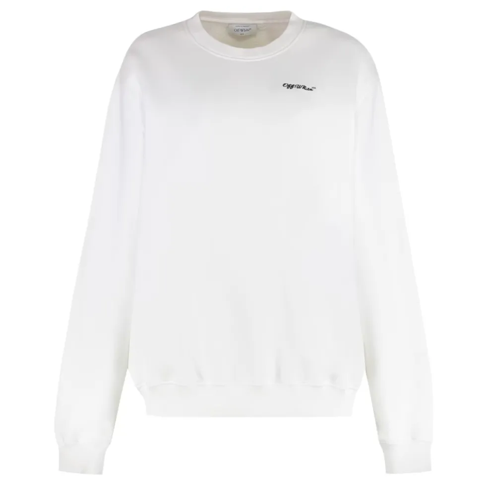 Ribstrikket bomulds sweatshirt med rund hals