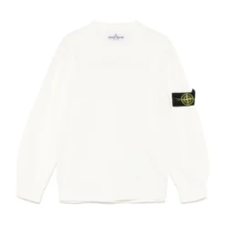 Ribstrikket Sweater med Rund Hals