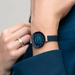 Rosaguld Blå Swarovski Ur