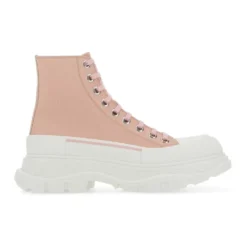Rosa Lærred Tread Slick Sneakers