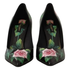 Rose Print Floral Hæle Kvinder Sort