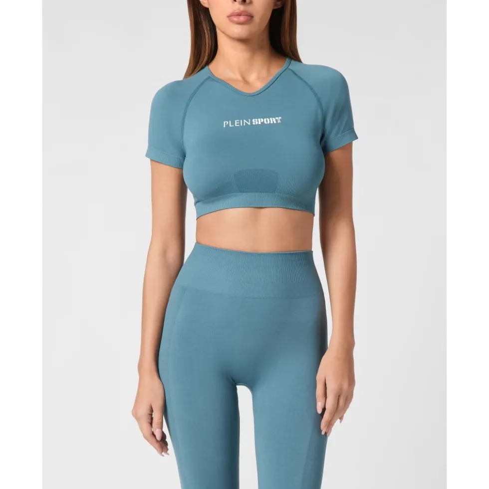 Seamless Cropped T-shirt V-Neck SS Logo
