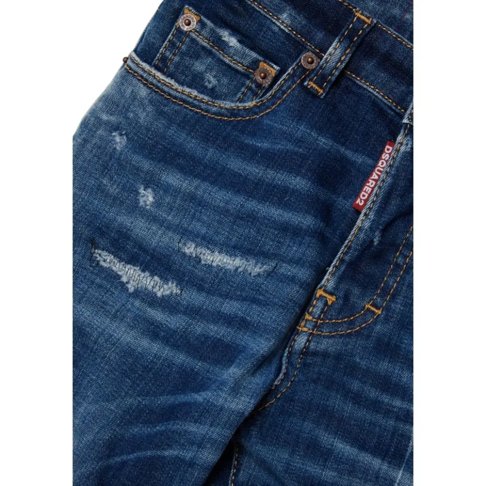 Skyggeblå lige jeans med slid - 642 Jean