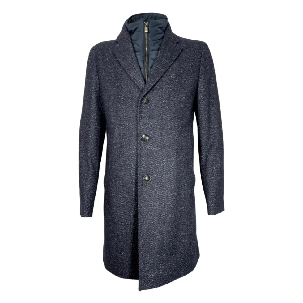 Slim Fit Aftagelig Lynlås Frakke Blå