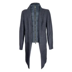 Slim Fit Aftagelig Lynlås Frakke Blå
