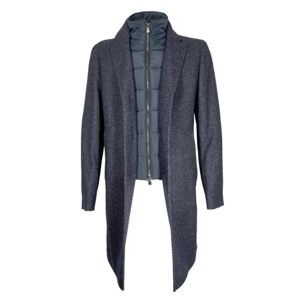 Slim Fit Aftagelig Lynlås Frakke Blå