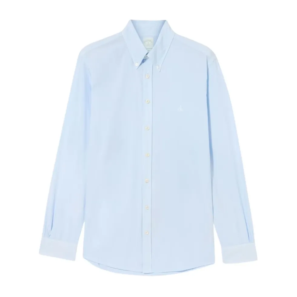 Slim Fit Bomulds Skjorte med Garment Dye og Knapper