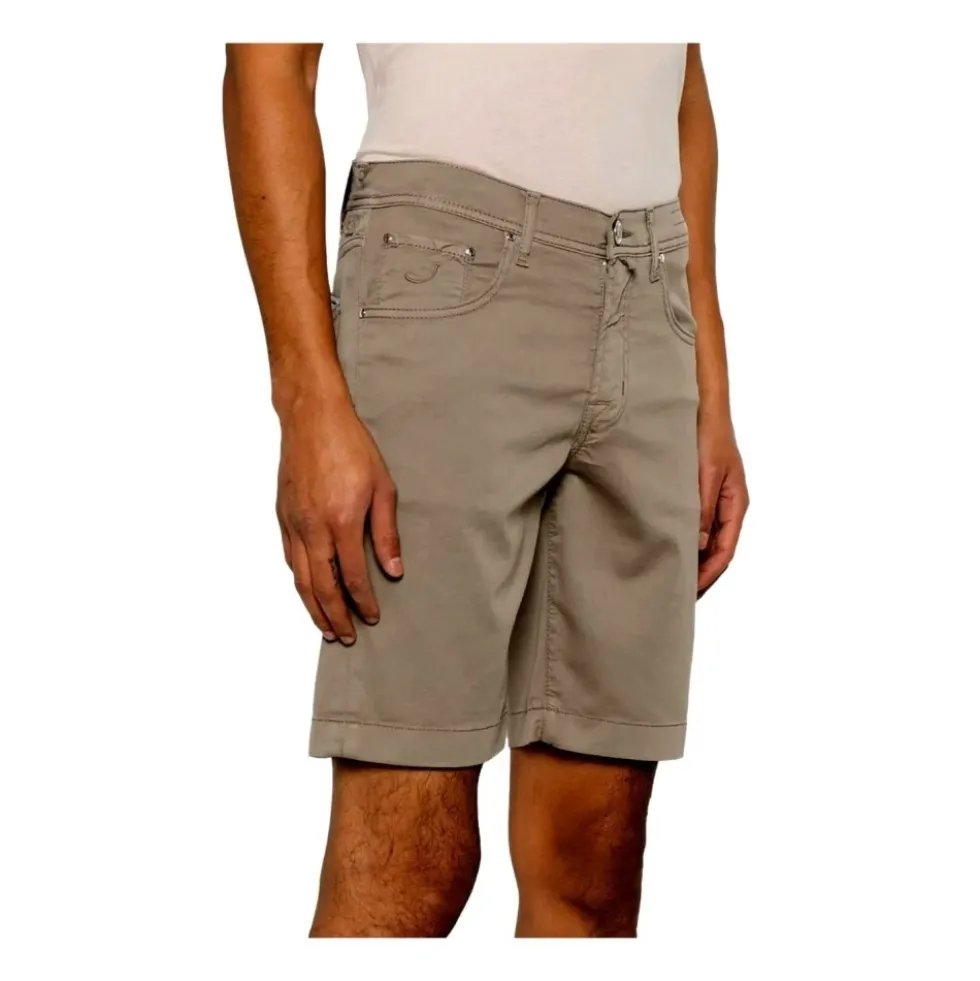 Slim Fit Elefantgrå Stretch Bomuldsshorts