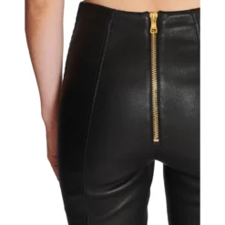 Slim-fit læderbukser