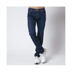 Slim Fit Navy Jeans med Gule Læg - Nick Model