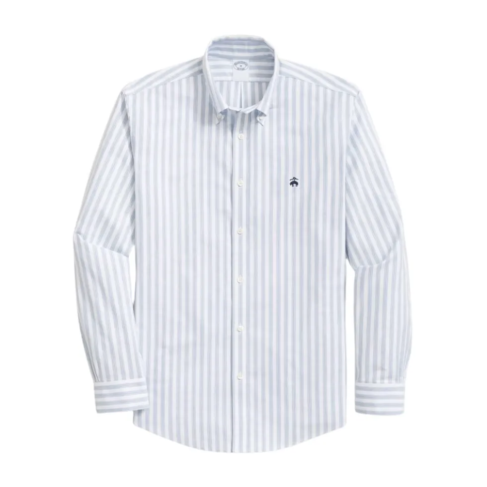 Slim Fit Non-Iron Plaid Stretch Oxford skjorte med Button Down krave