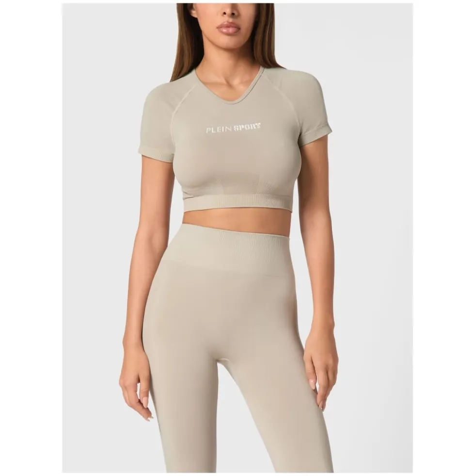 Sømløs Cropped T-shirt V-hals