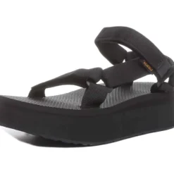 Sort Flatform Sandal med Rem
