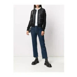 Sort Polstret Cardigan med Logo Patch