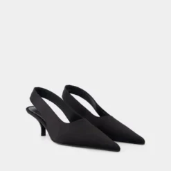 Sort Silke Slingbacks - Spids Tå