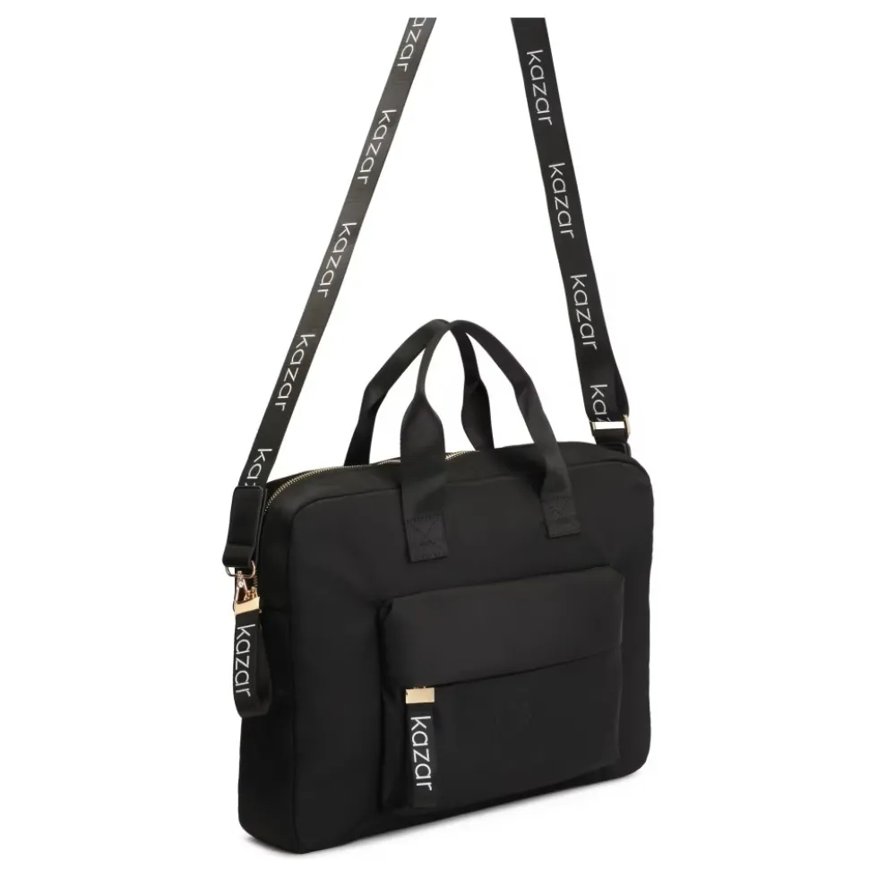 Sort Tekstil Laptop Taske med Håndtag